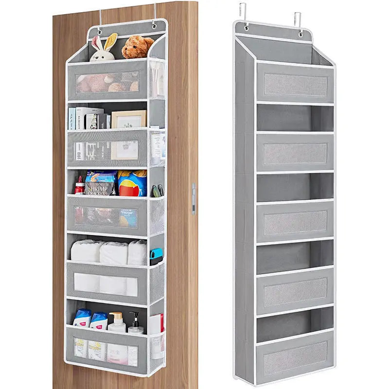 Hangable Over-The-Door Clothing Storage Bag - Hangable Storage Bag with 5 Side Pockets, Anti-Tilt Design, 44 Lb Capacity, Weekly Organizer for Bedroom, Bathroom (Ideal for Everyday Clothing, Diapers) Home Organization Solution, Clothing Storage Bags, Hang