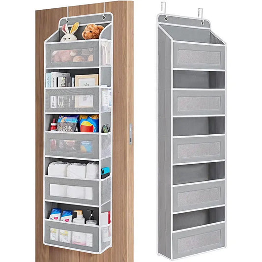 Hangable Over-The-Door Clothing Storage Bag - Hangable Storage Bag with 5 Side Pockets, Anti-Tilt Design, 44 Lb Capacity, Weekly Organizer for Bedroom, Bathroom (Ideal for Everyday Clothing, Diapers) Home Organization Solution, Clothing Storage Bags, Hang