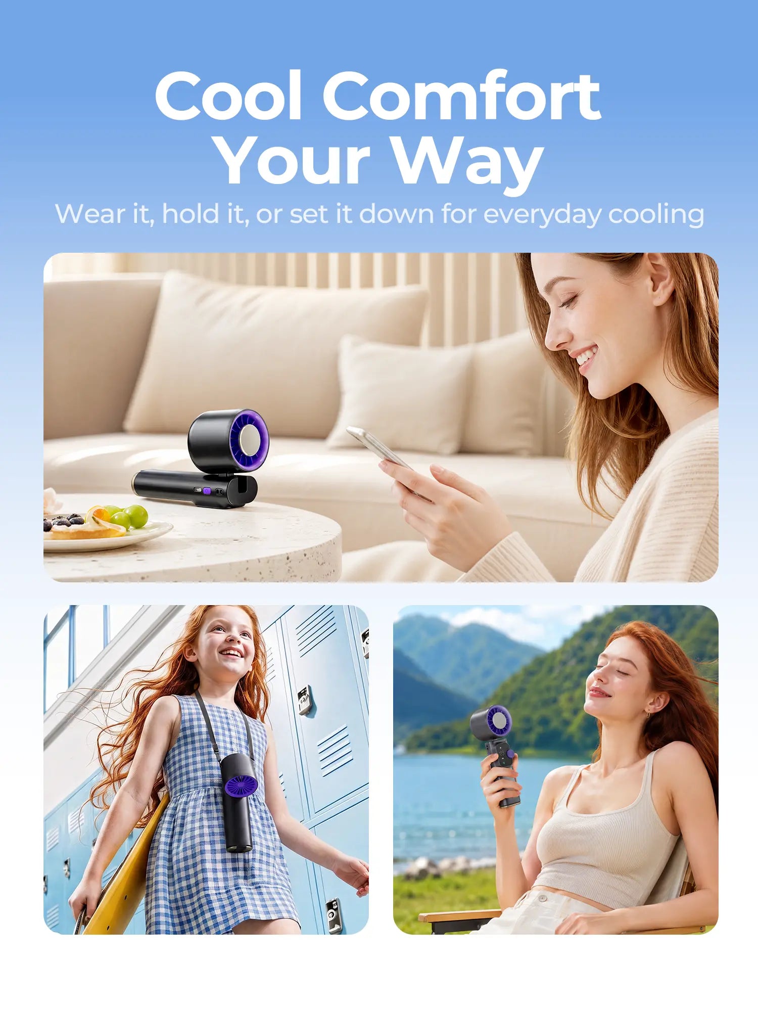 199-Level Precision Wind Control Cordless Portable Cooling Fan - Foldable, Adjustable, Automatic Settings for Enhanced Airflow, Ideal for Summer Travel and Outdoor Use