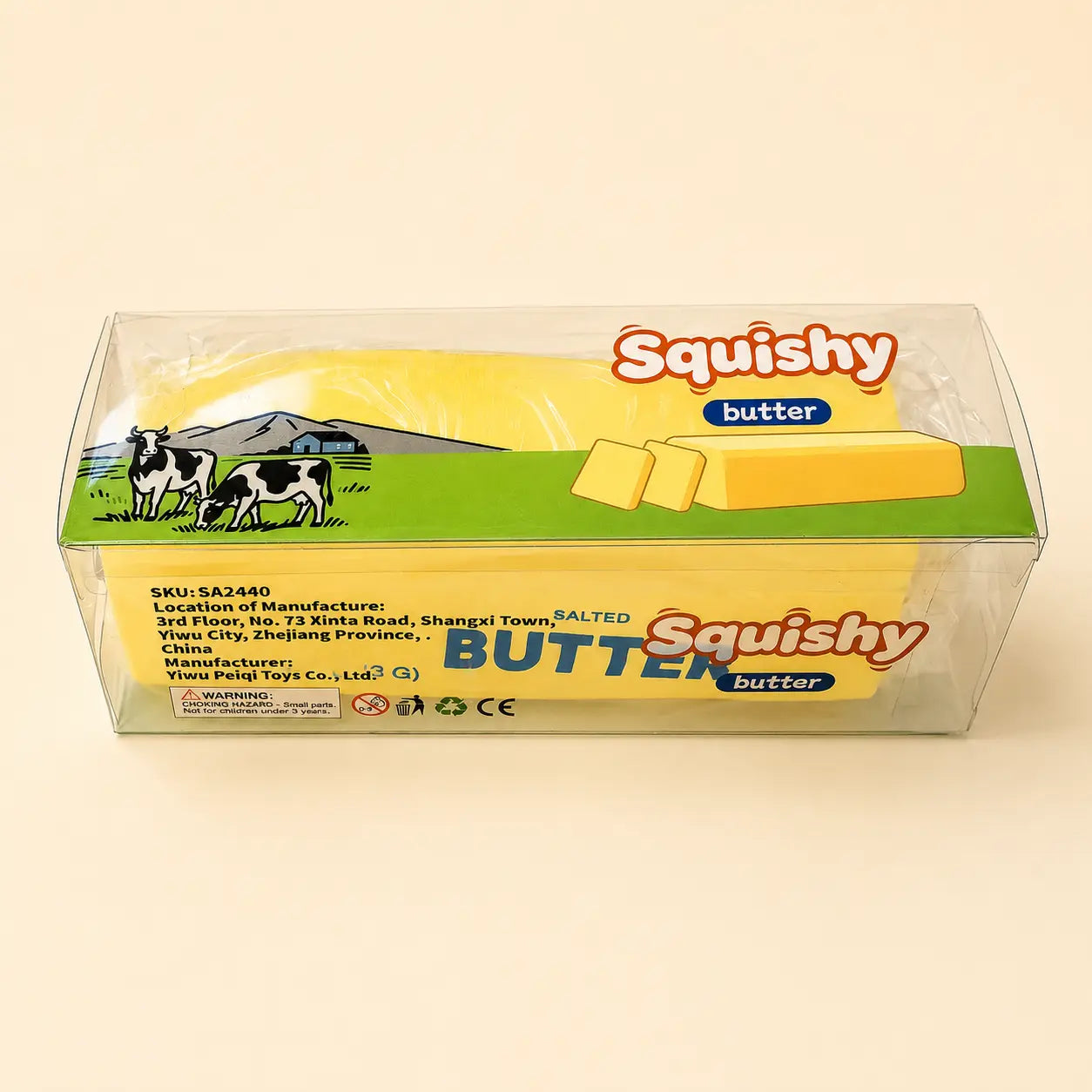 Large Petroleum Jelly-Filled Butter Stick Squishy - Ultra-Soft Moldable Shape Stress Relief Toy, Office Decor, Adult Party Gift