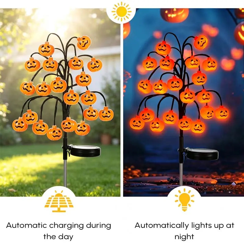 Solar Pumpkin Stake Lights, 20‑Head Halloween Garden Lights with 8Lighting Modes & Auto On/Off, Solar‑Operated Pumpkin Accent Lights, Festive Spooky Season Decor, Ideal for Yard Lawn Path, Fall Festival & Halloween Backyard Party Decors