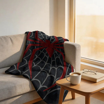 Spider Web Pattern Flannel Blanket Soft Skin Friendly Warm Cozy Throw Blanket Gothic Halloween Style Lightweight Bedding Blanket for Bed Sofa Couch Bedroom Living Room Nap Home Decor Birthday Gift