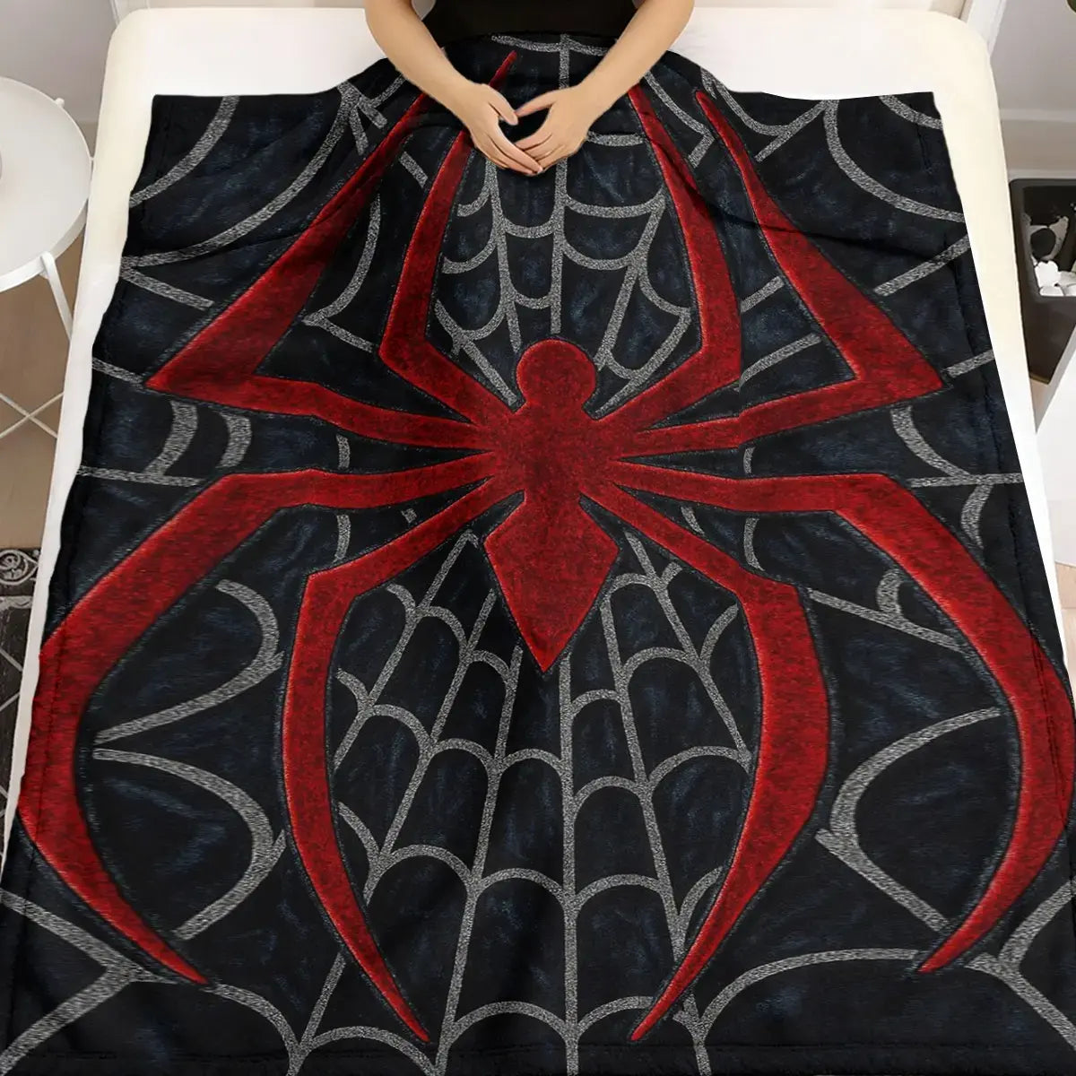 Spider Web Pattern Flannel Blanket Soft Skin Friendly Warm Cozy Throw Blanket Gothic Halloween Style Lightweight Bedding Blanket for Bed Sofa Couch Bedroom Living Room Nap Home Decor Birthday Gift