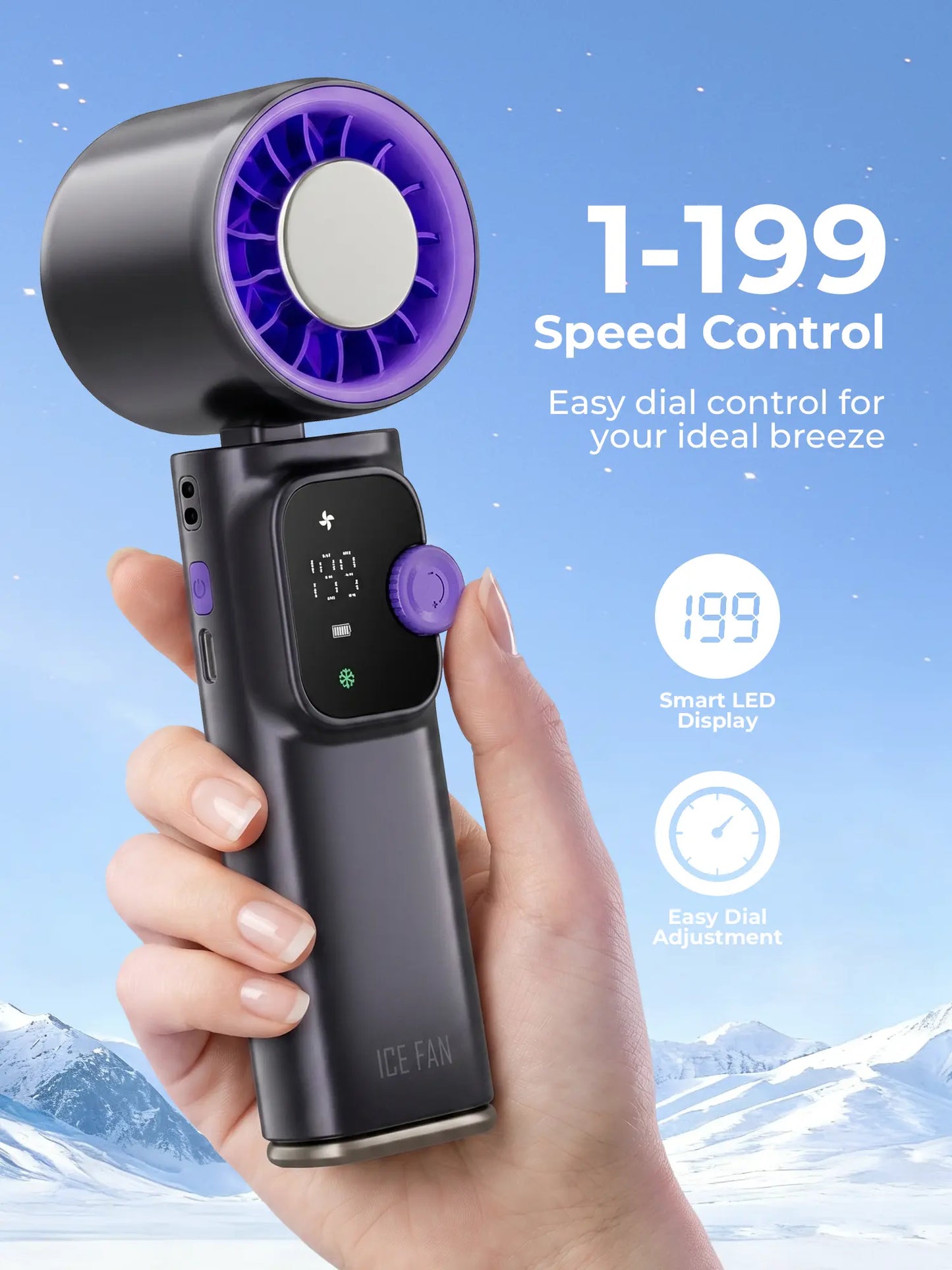 199-Level Precision Wind Control Cordless Portable Cooling Fan - Foldable, Adjustable, Automatic Settings for Enhanced Airflow, Ideal for Summer Travel and Outdoor Use