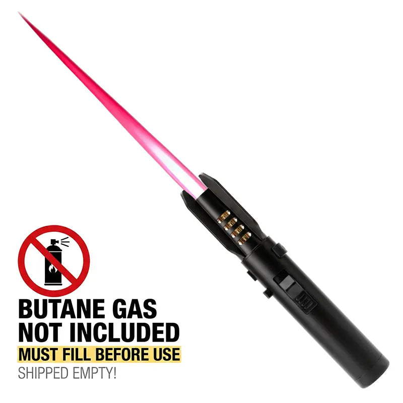 Windproof Jet Torch Lighter, Refillable Butane Gas Igniter with Adjustable Flame & Safety Lock for Candles Grill Outdoor (No Fuel)