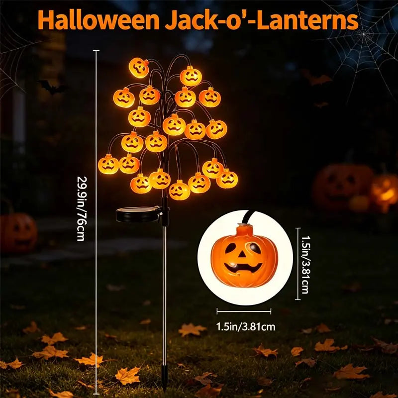 Solar Pumpkin Stake Lights, 20‑Head Halloween Garden Lights with 8Lighting Modes & Auto On/Off, Solar‑Operated Pumpkin Accent Lights, Festive Spooky Season Decor, Ideal for Yard Lawn Path, Fall Festival & Halloween Backyard Party Decors