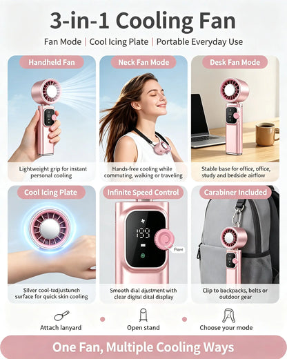 199-Level Precision Wind Control Cordless Portable Cooling Fan - Foldable, Adjustable, Automatic Settings for Enhanced Airflow, Ideal for Summer Travel and Outdoor Use